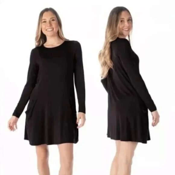Betabrand Sweatshirt Travel Dress Silk/Modal Stretch M Black W0935-BK - Picture 1 of 16